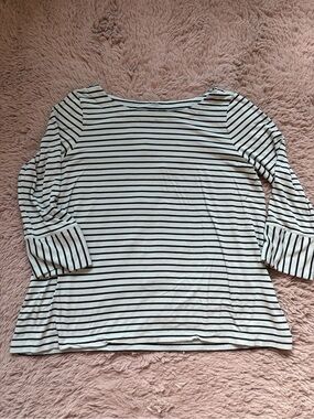 J. Jill Wearever Collection Blue Striped Boatneck 3/4 Sleeve Top size Medium